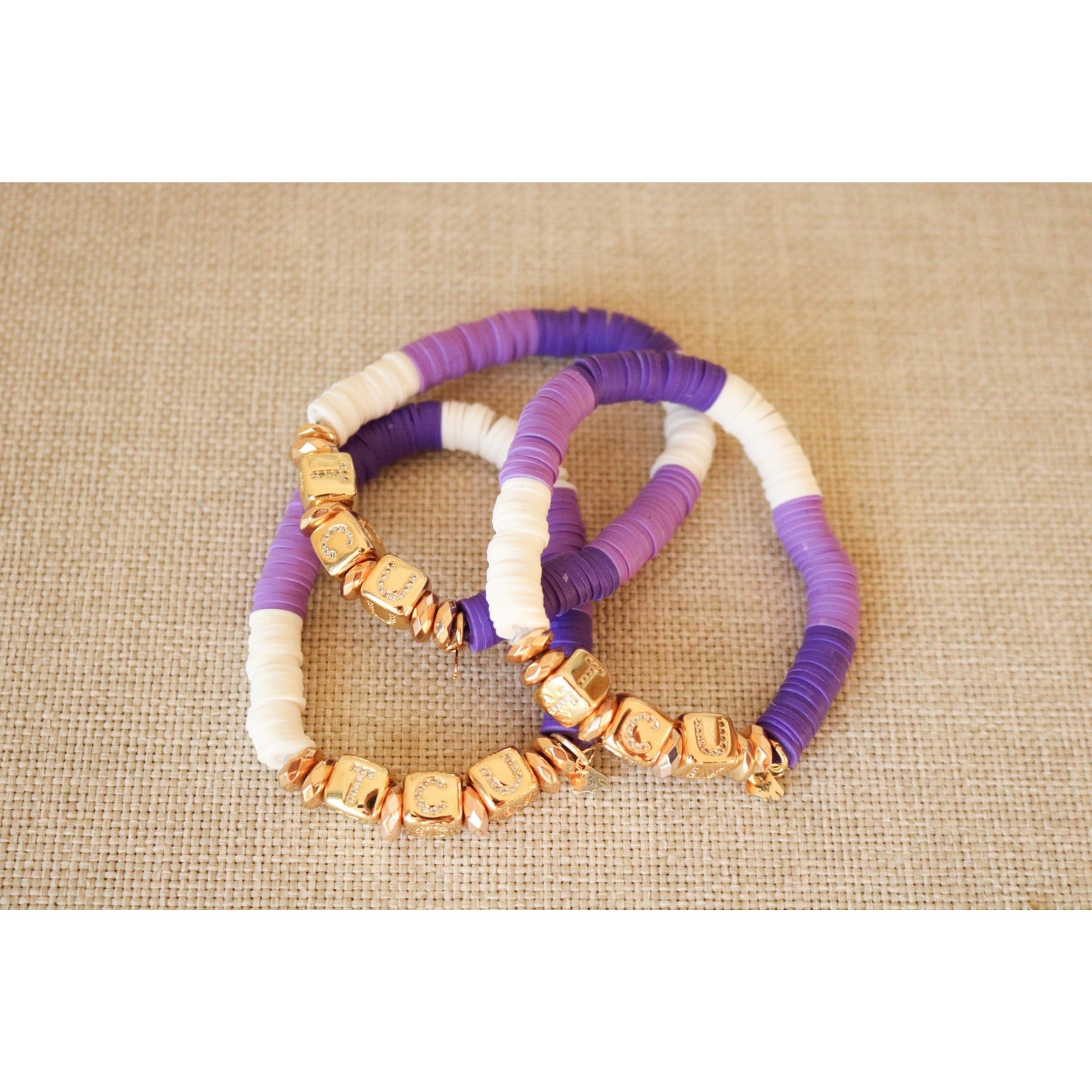 Texas Christian (TCU) Pave Polymer Clay Bracelet