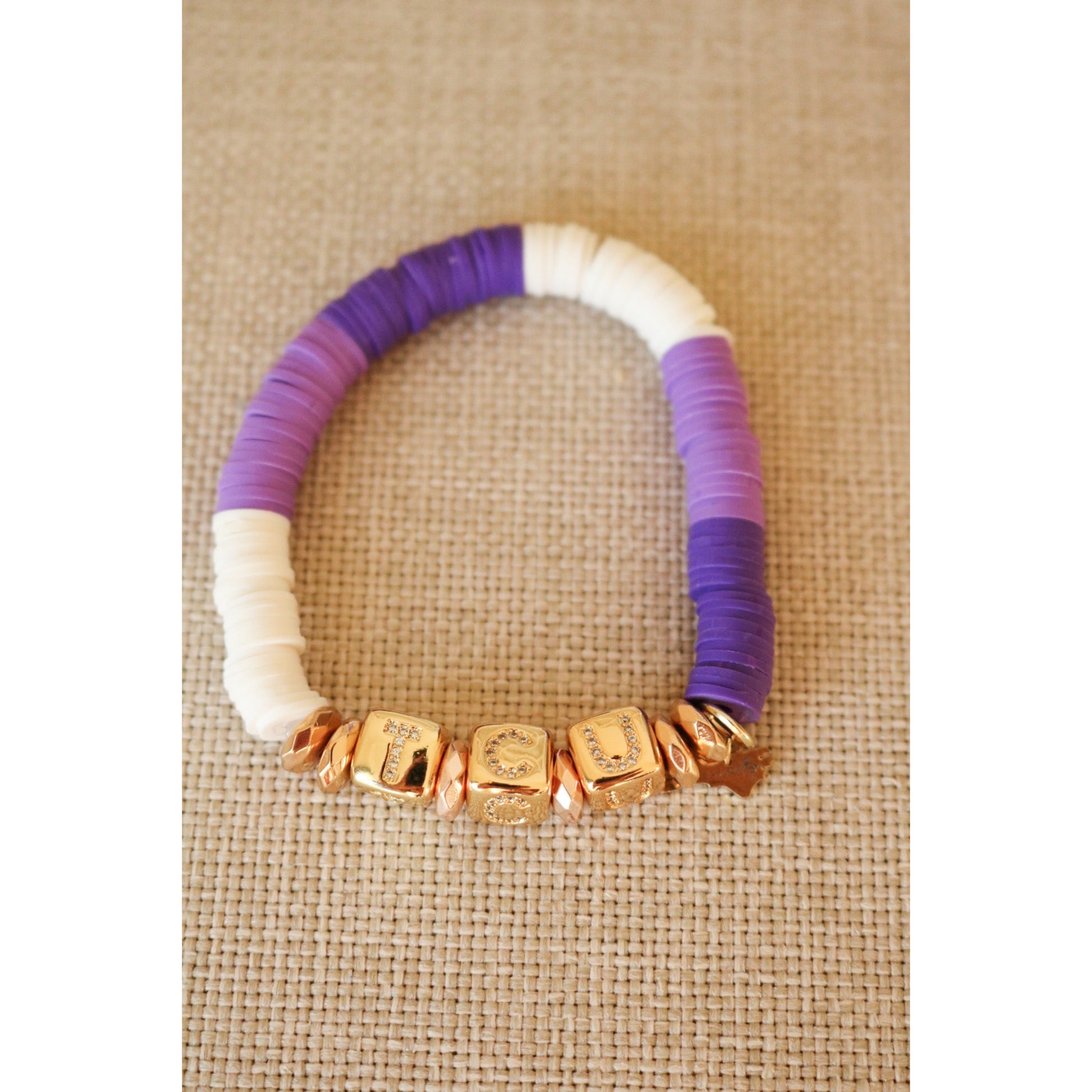 Texas Christian (TCU) Pave Polymer Clay Bracelet