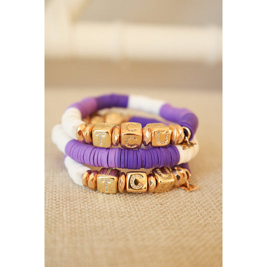 Texas Christian (TCU) Pave Polymer Clay Bracelet
