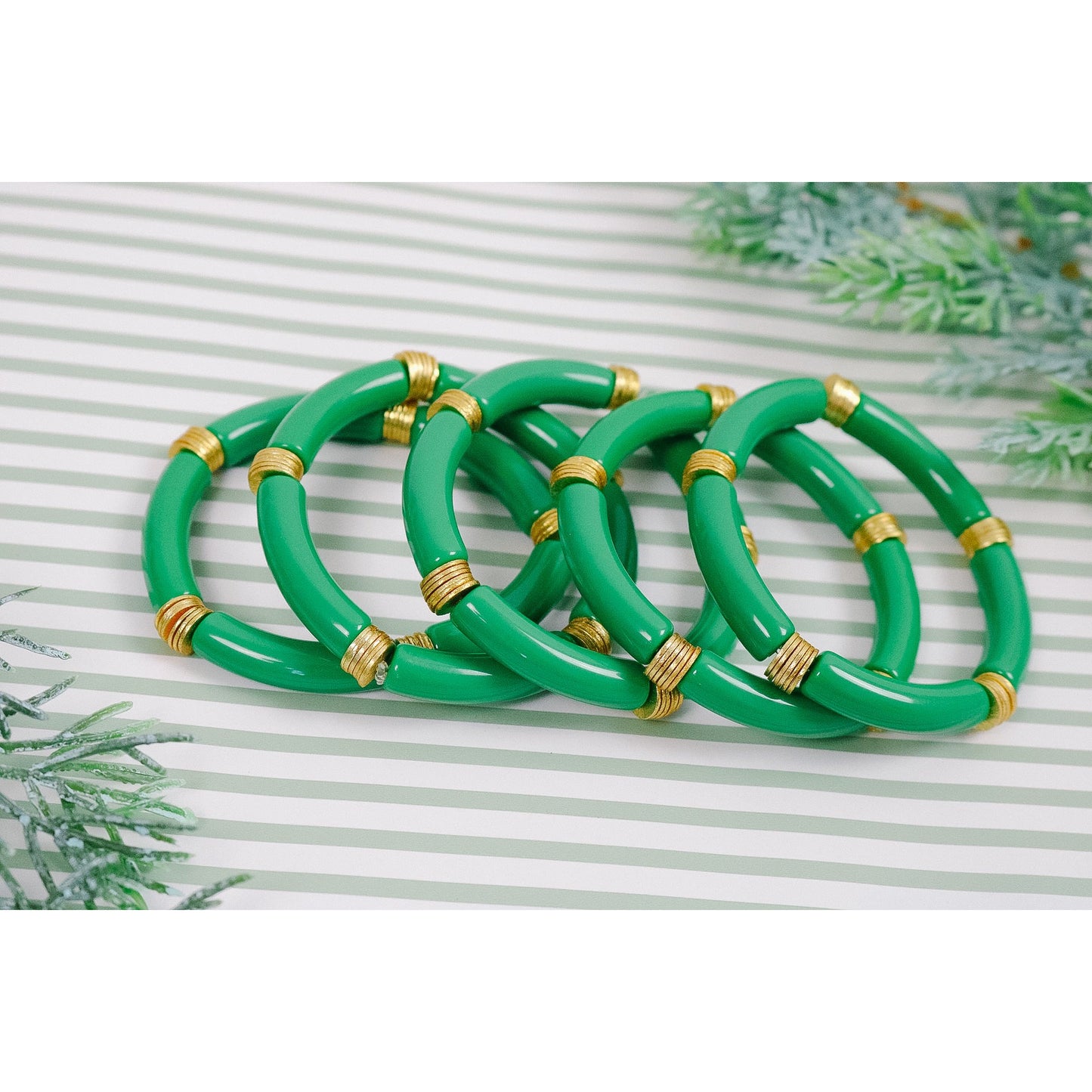 Cypress Green Bamboo Stretch Bracelet
