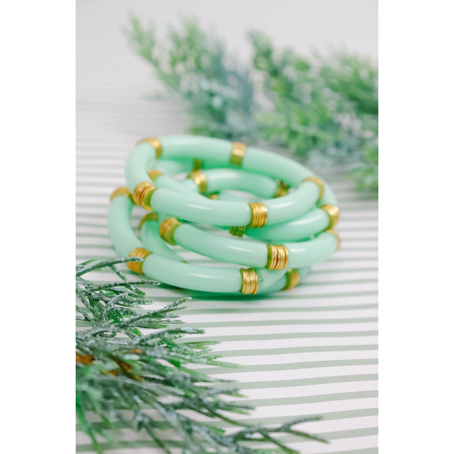 Fresh Mint Bamboo Stretch Bracelet