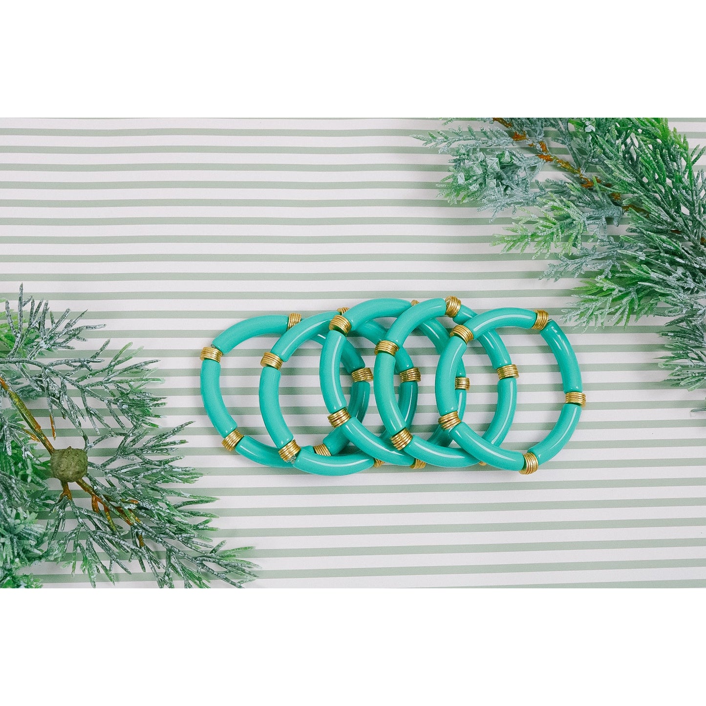 Tidal Turquoise Bamboo Stretch Bracelet