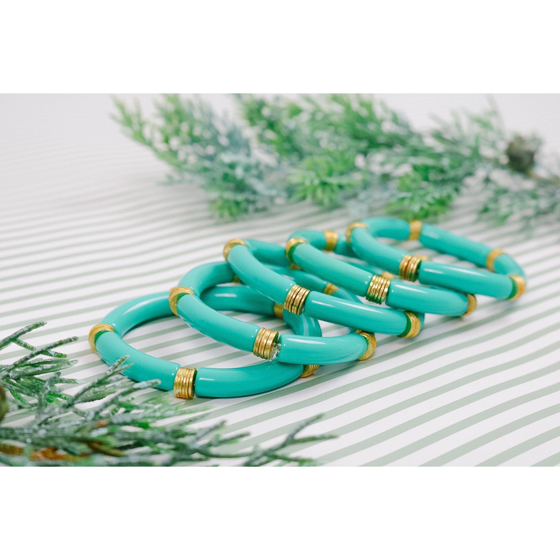 Tidal Turquoise Bamboo Stretch Bracelet