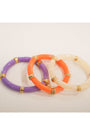 Purple, Orange, White Bamboo Bracelet Set