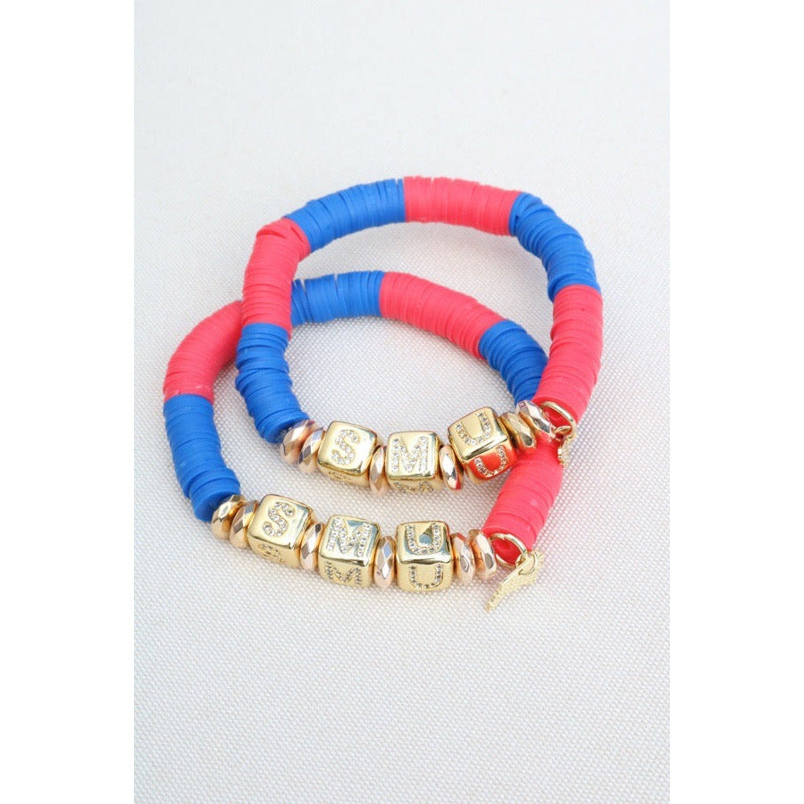 Southern Methodist (SMU) Pave Polymer Clay Bracelet