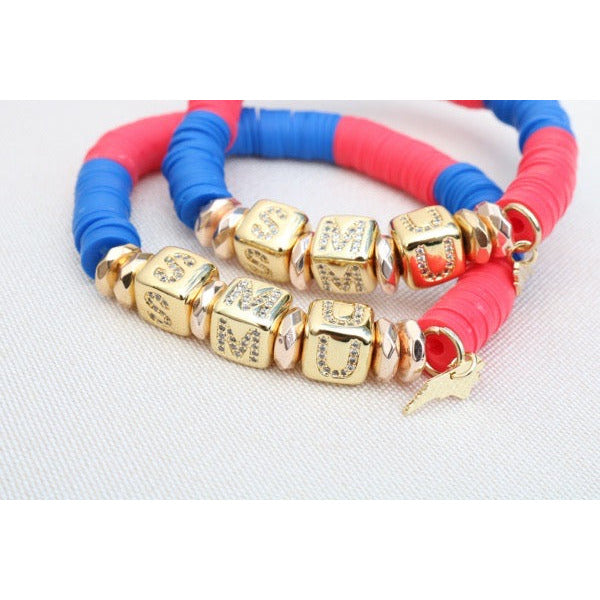 Southern Methodist (SMU) Pave Polymer Clay Bracelet