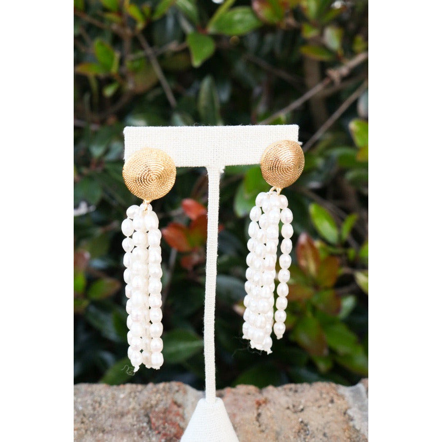 Rice Pearl Tassel Earrings