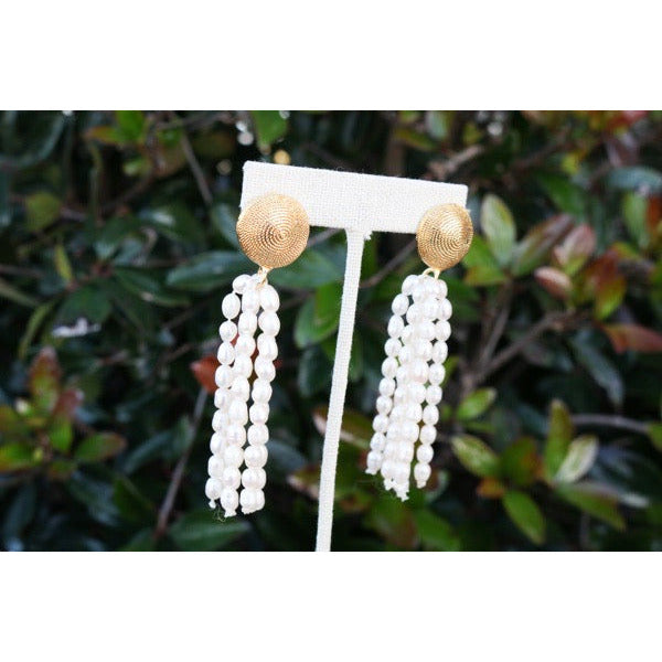 Rice Pearl Tassel Earrings