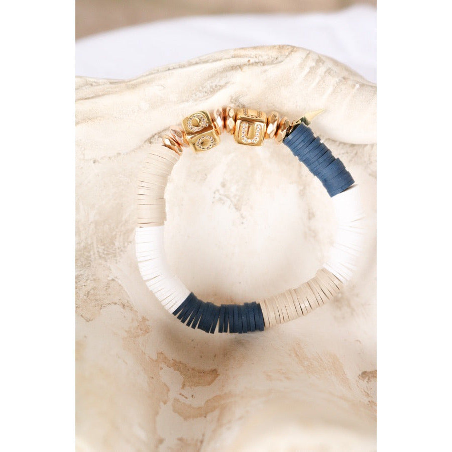 Queens University of Charlotte (QU) Pave Polymer Clay Stretch Bracelet
