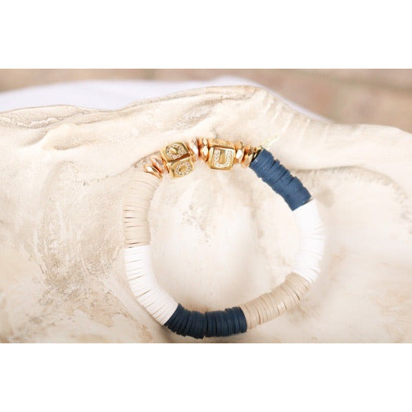 Queens University of Charlotte (QU) Pave Polymer Clay Stretch Bracelet