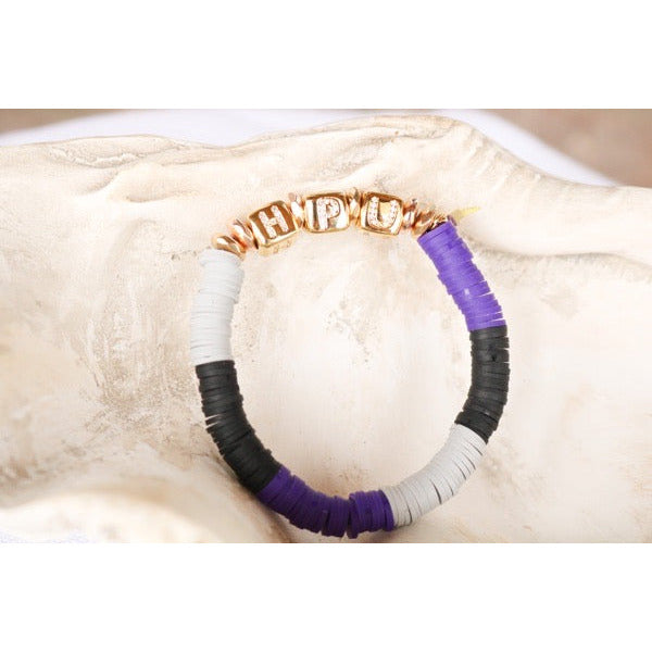 High Point University (HPU) Pave Polymer Clay Stretch Bracelet