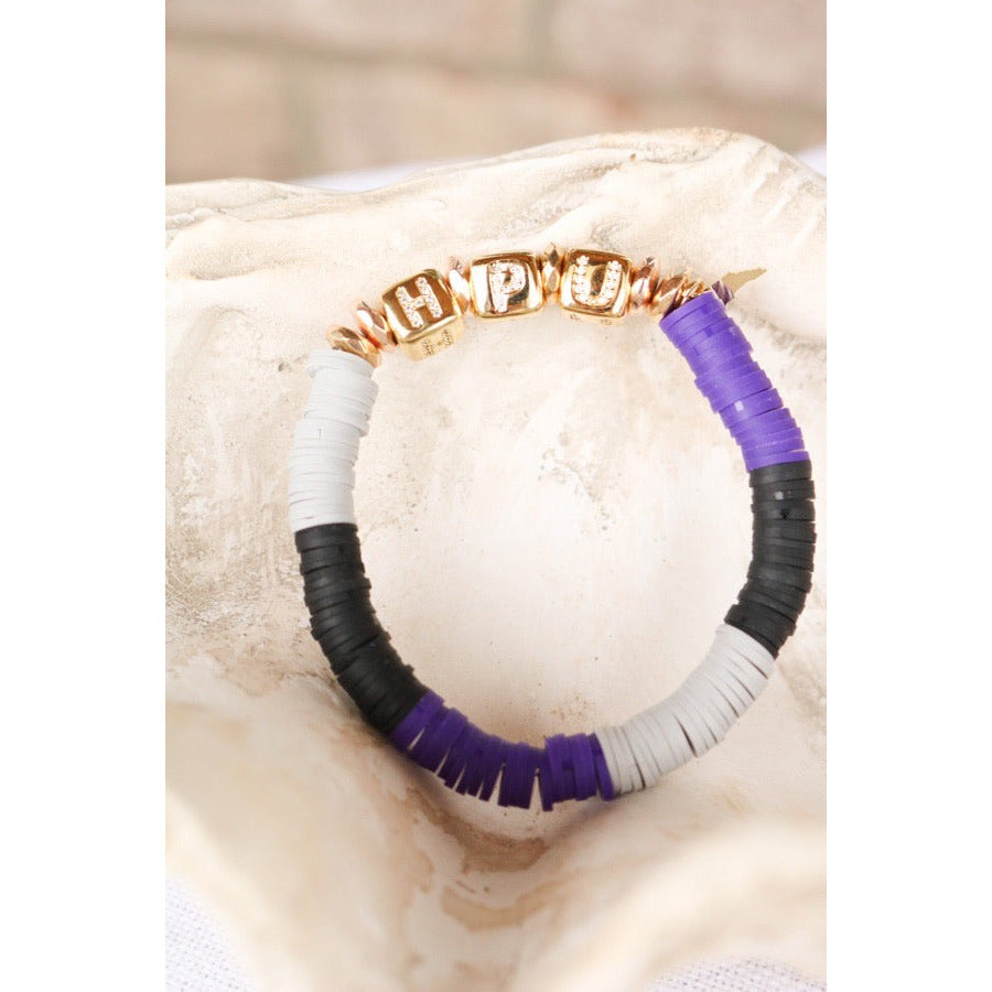 High Point University (HPU) Pave Polymer Clay Stretch Bracelet