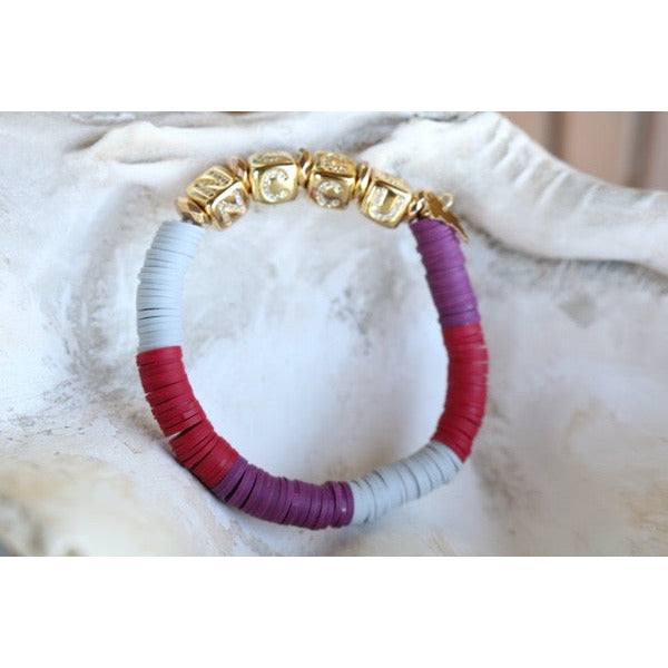 North Carolina Central (NCCU) Pave Polymer Clay Stretch Bracelet