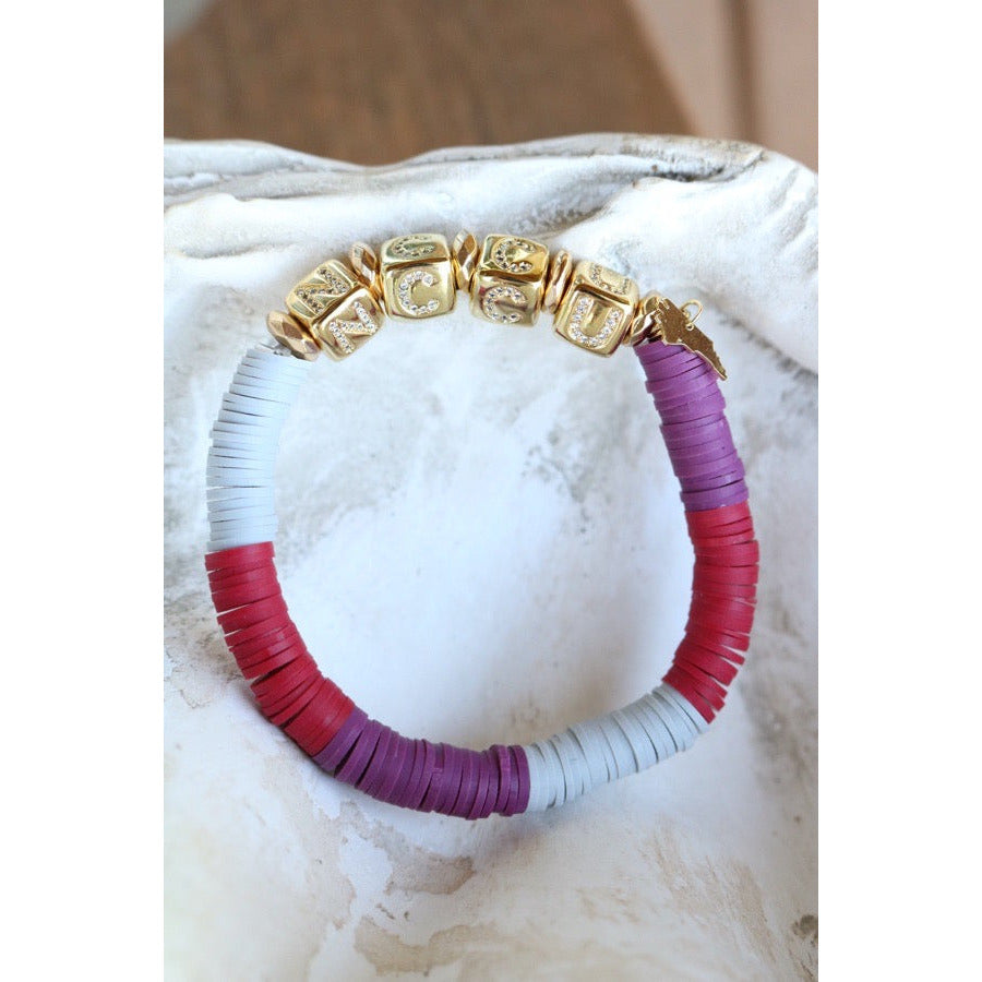 North Carolina Central (NCCU) Pave Polymer Clay Stretch Bracelet