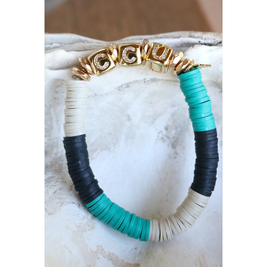 Coastal Carolina (CCU) Pave Polymer Clay Stretch Bracelet