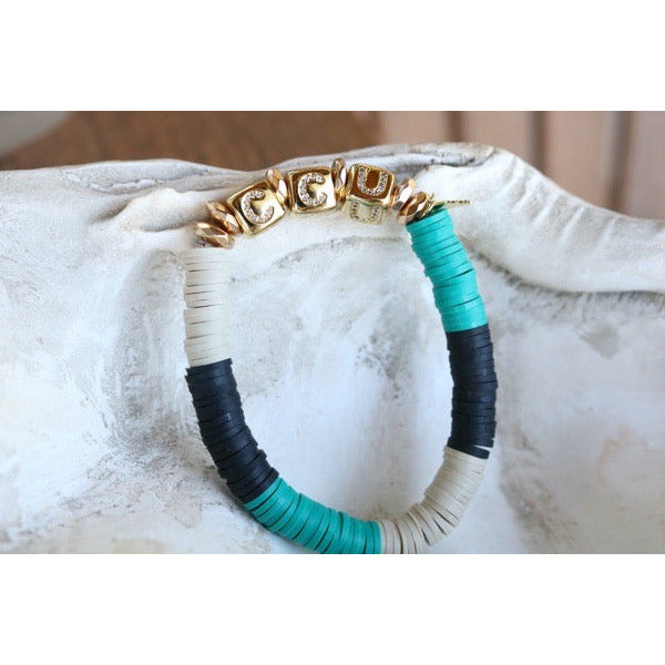 Coastal Carolina (CCU) Pave Polymer Clay Stretch Bracelet