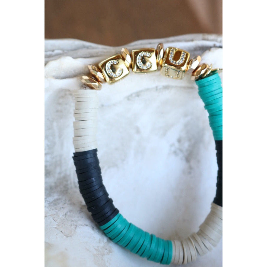 Coastal Carolina (CCU) Pave Polymer Clay Stretch Bracelet