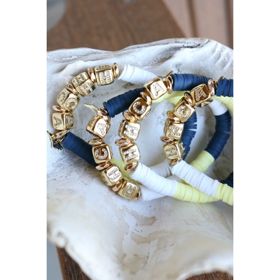 Hilton Head Christian Academy (HHCA) Pave Polymer Clay Stretch Bracelet