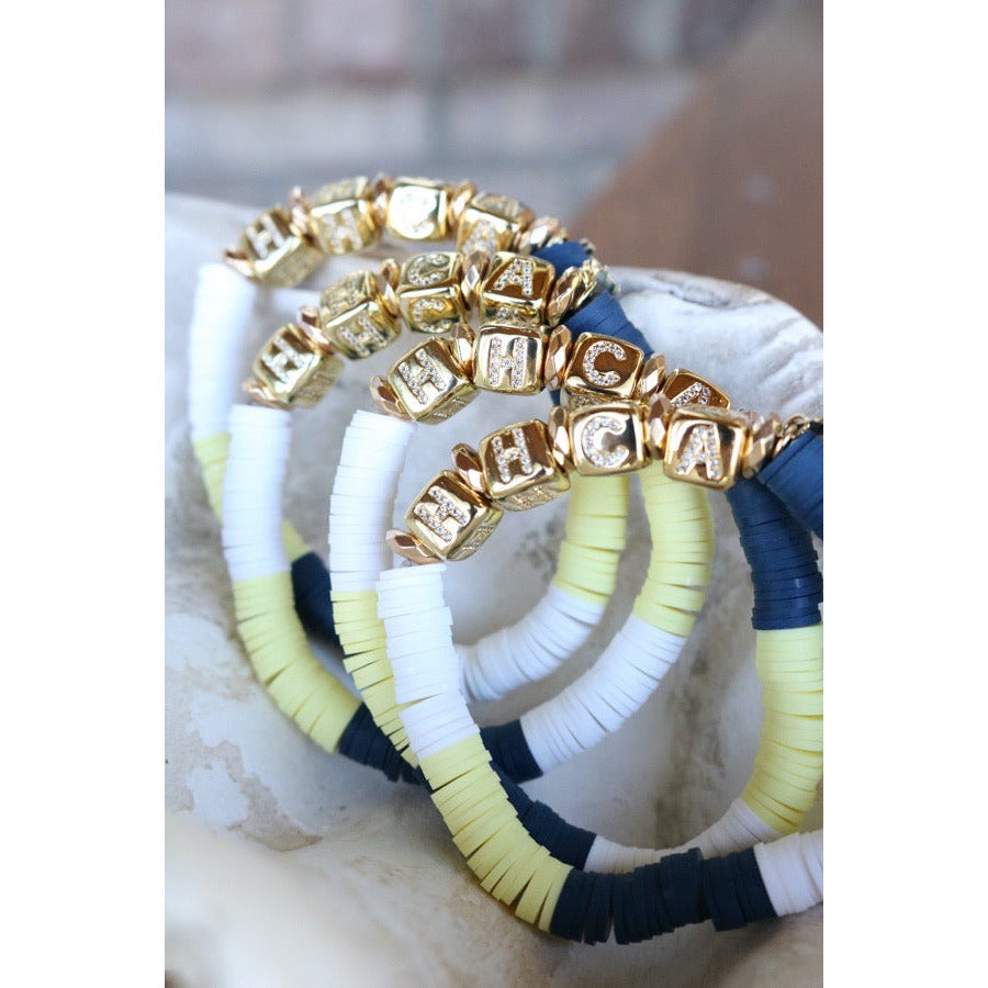 Hilton Head Christian Academy (HHCA) Pave Polymer Clay Stretch Bracelet